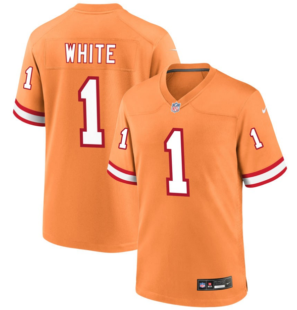 Men's Tampa Bay Buccaneers #1 Rachaad White Orange Throwback Limited Stitched Game Jersey